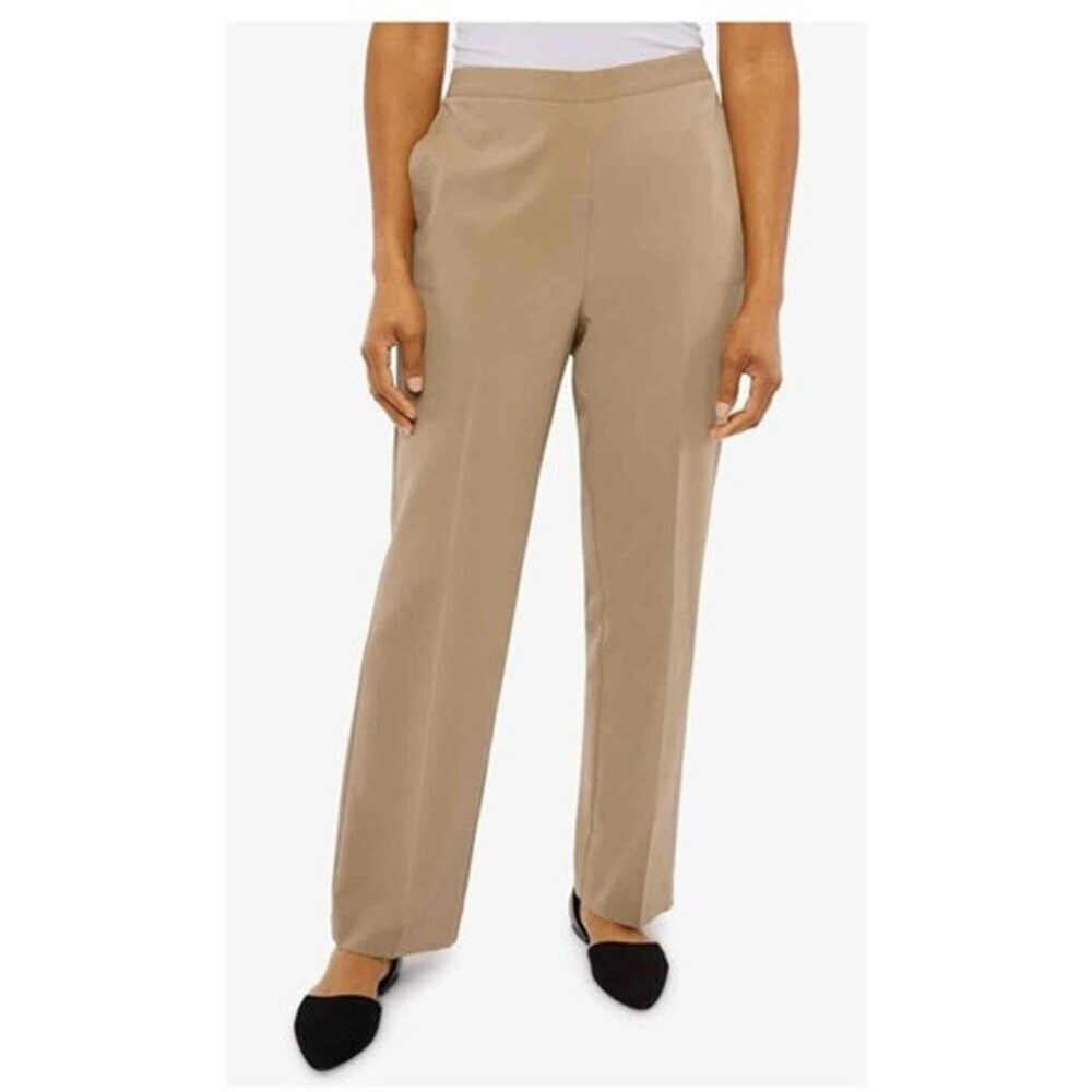 Alfred Dunner Womens Pecan Classic-Fit Medium Pants Size 14